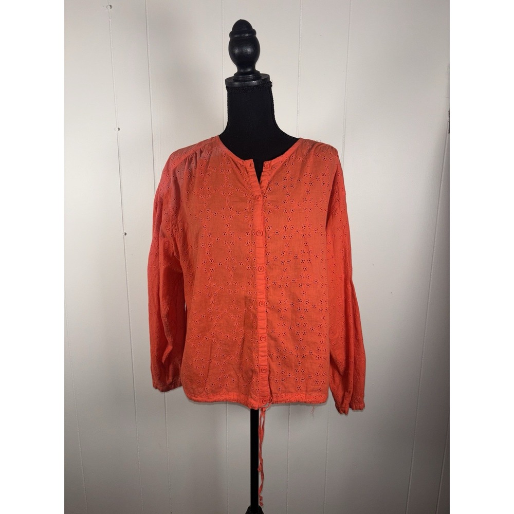 FREE PEOPLE Stars Align Cotton Eyelet Top in Orange Size‎ M *